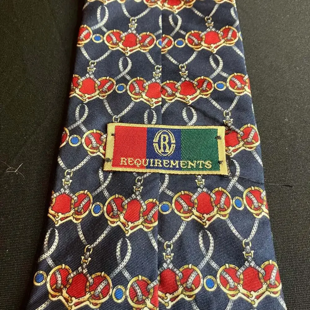 Requirements 100% Italian Silk Necktie with Chain and Crown Pattern